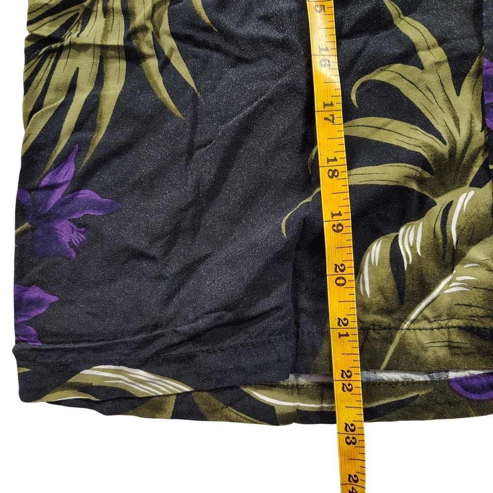 Favant Hawaii Women XL Purple Floral Palm Leaf Rayon Short Sleeve Aloha Shirt - Picture 5 of 7